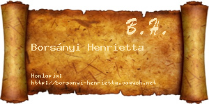 Borsányi Henrietta névjegykártya
